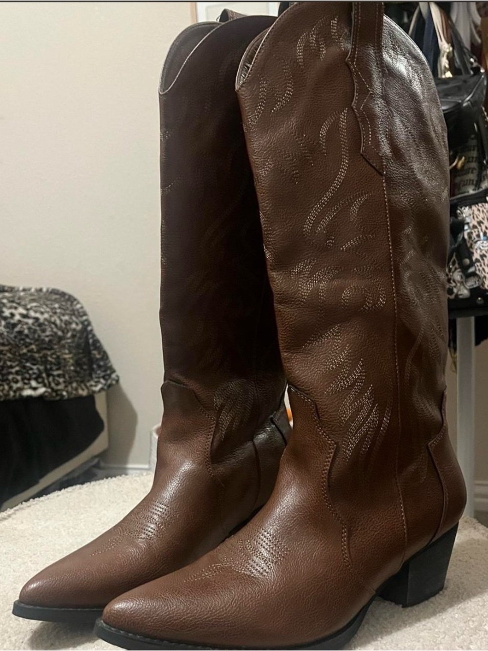 Brown Women’s Western Knee-High Boots
